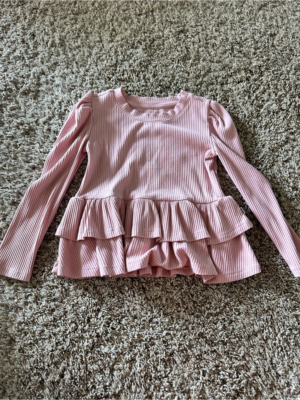 Little Sleepies Ribbed Bamboo Long-Sleeve Ruffle Peplum Top
